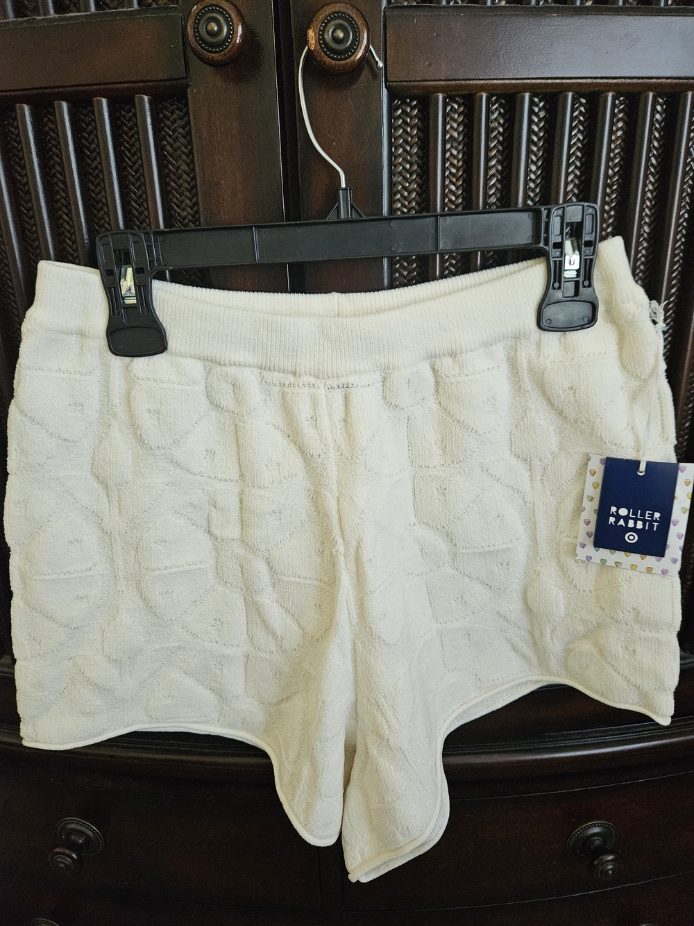 Roller Rabbit Cream Textured Knit Lounge Shorts